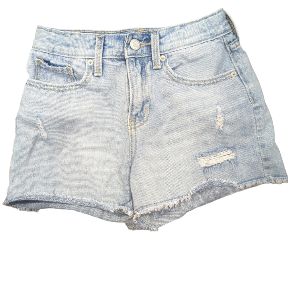 Old navy high rise size 10 girls jean denim shorts with adjustable waist